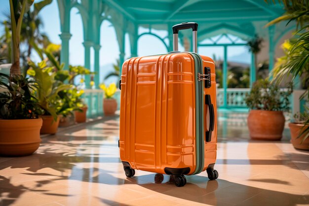 Luxury suitcase in the hotel travel and holiday concept summer holidays vacationgenerative ai