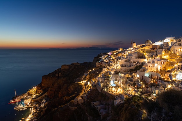 Luxury summer adventure landscape Wonderful view of Oia village Santorini Amazing vacation travel