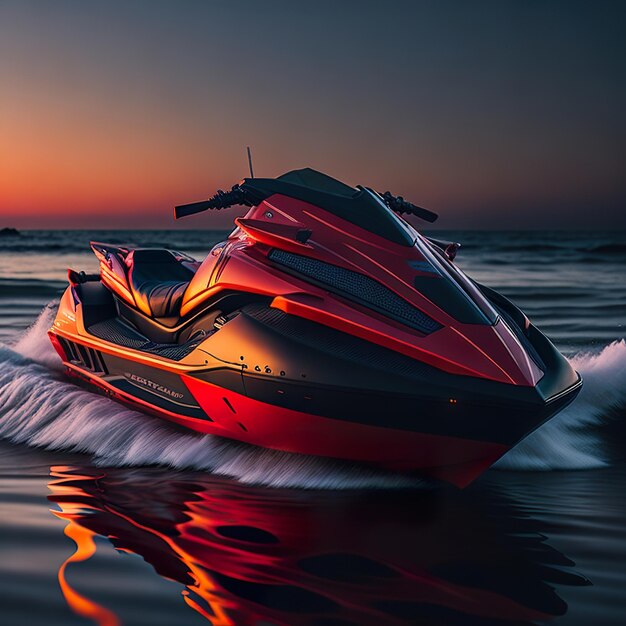 写真 スーパーレッドジェット スカイ モダンデザイン オーシャン 夕暮れ