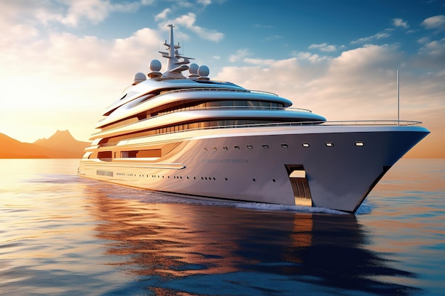 luxury super yacht sailing in beautiful sea