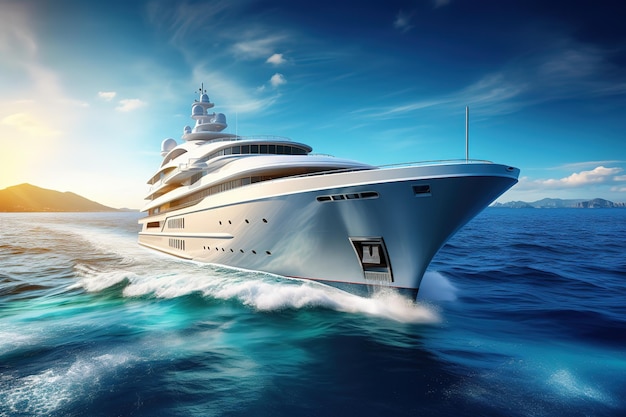 luxury super yacht sailing in beautiful sea