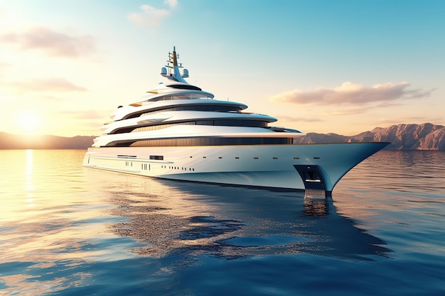 luxury super yacht sailing in beautiful sea