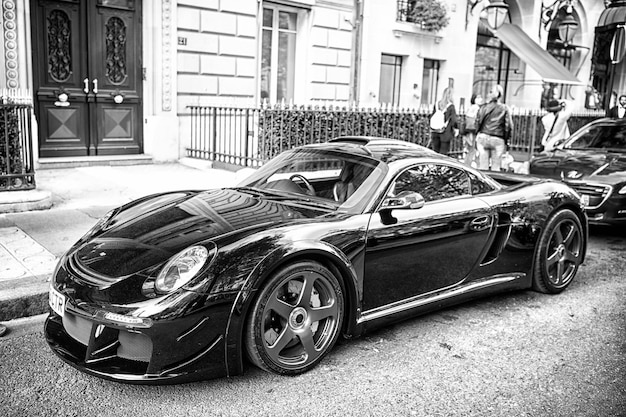 Luxury Supercar Porsche Ruf Ctr3 Clubsport Black Color Parked On The Street In Paris Porshe Is Famous Expensive Automobile Brand Car