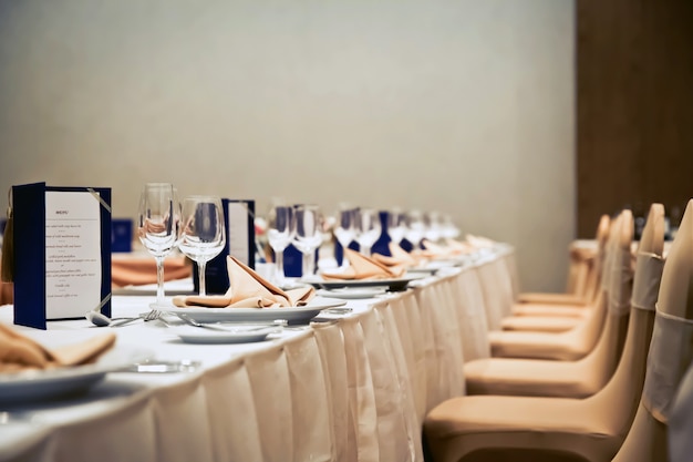 Luxury table settings for fine dining