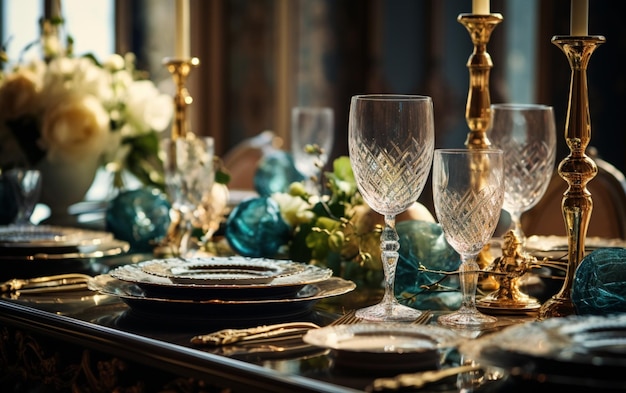 Luxury tableware beautiful table setting in restaurant