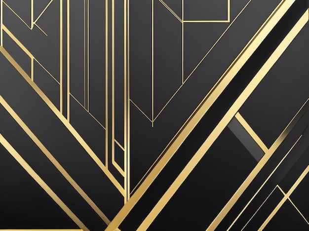 Luxury Universe Abstract Golden Lines on Black Background