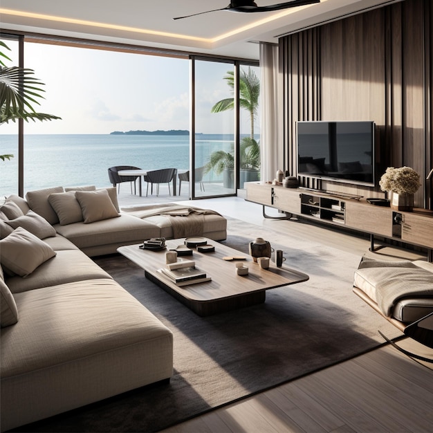 A luxury and very elegant living room with L shape sofa