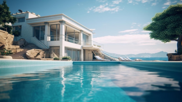 Luxury villa with infinity pool Generative AI