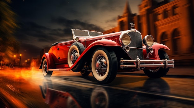 Luxury Vintage Car Gliding Through the Streets