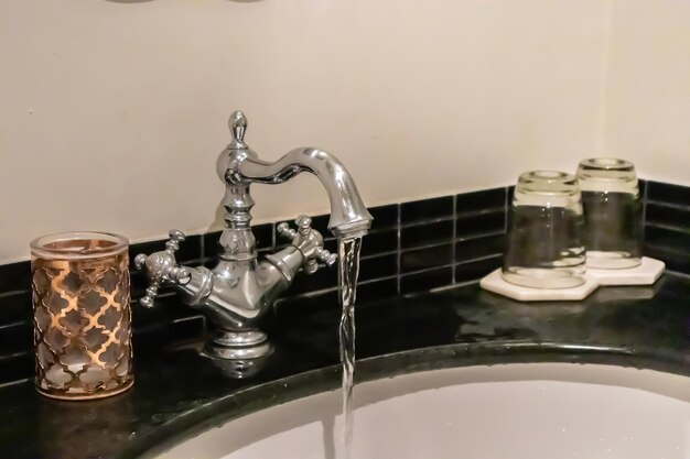 Luxury vintage faucet in the bathroom