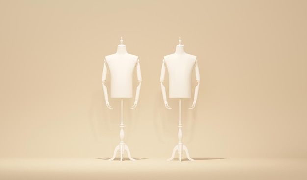 Premium Photo  Luxury vintage mannequin clothing mannequin on beige and  cream background 3d render