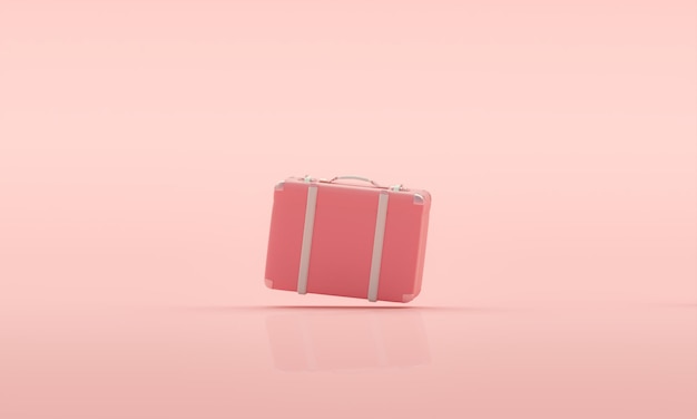 Luxury vintage suitcase retro travel suitcases on pastel pink rose background Stylish vacation