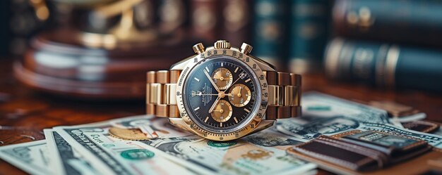 Luxury Watch Purchase With Cash Credit Background