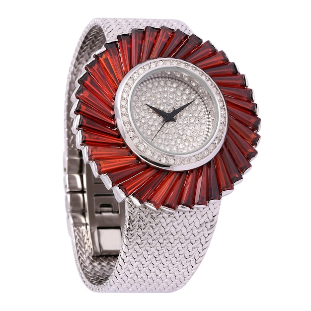 Luxury watches isolated on white background With clipping path silver watch women and man watches female and male watches