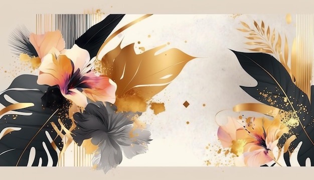 Luxury watercolor flowers Creative illustration Ai Generate