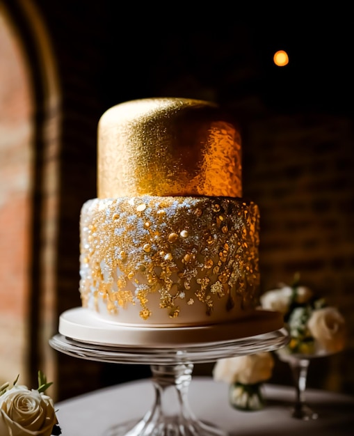 Luxury wedding cake exclusive highend design beautifully decorated professional multi tier premium cake as main dessert for exquisite wedding celebration Generative Ai