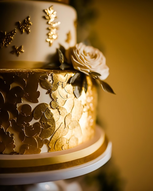 Photo luxury wedding cake exclusive highend design beautifully decorated professional multi tier premium cake as main dessert for exquisite wedding celebration