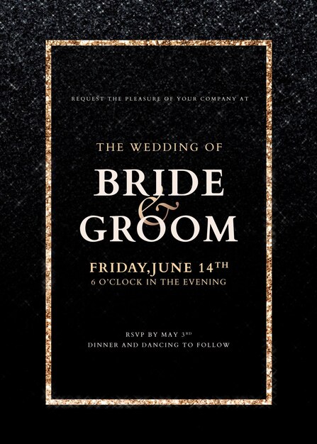 luxury wedding invitation card template black and gold design