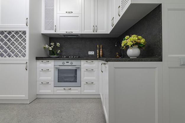 Luxury well designed modern black and white kitchen