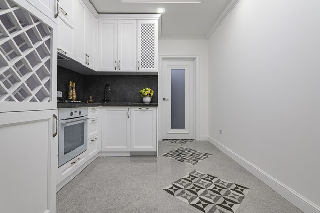 Luxury well designed modern black and white kitchen