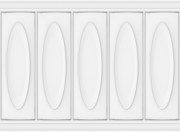 럭셔리 화이트 클래식 타원형 패턴 나무 벽 배경입니다.