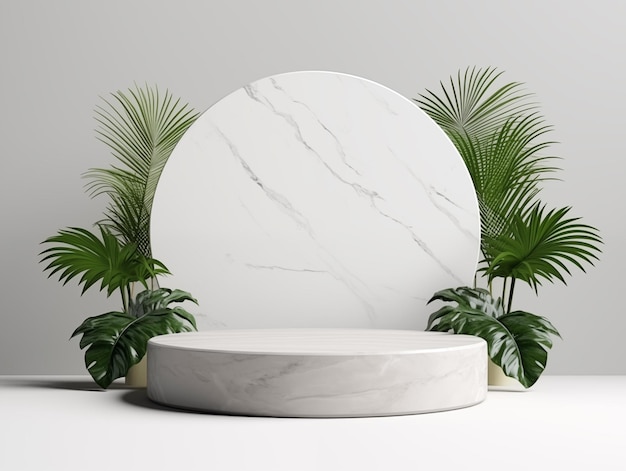 Luxury white marble podium product display Generative ai