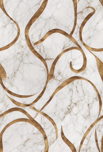 Foto marmo bianco di lusso con disegno astratto oro 3d illustrato