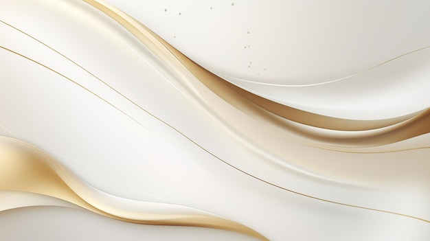 Luxury white overlap brown shade wave with line golden elements background AI generated image