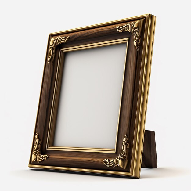 Luxury wooden photo frame in light background