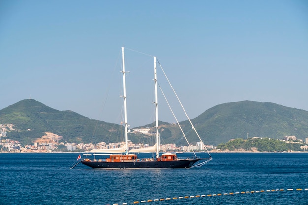 Luxury yacht on the coast of Montenegro