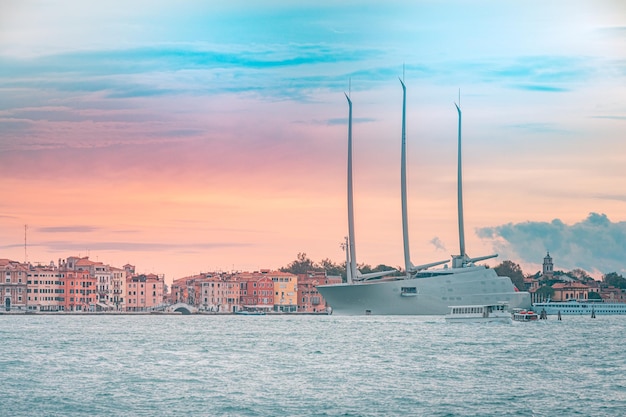 Luxury yacht in sunset Venice Italy biggest yachts in the world designed