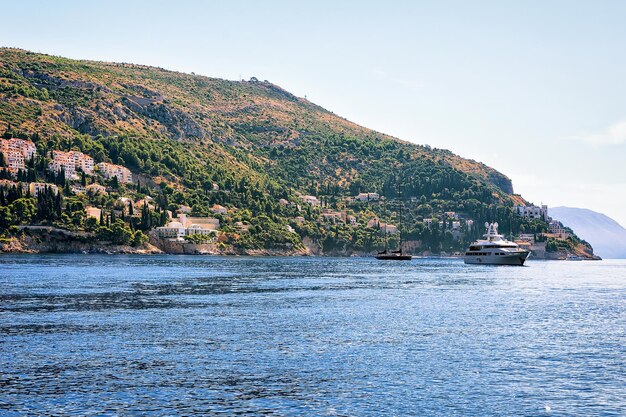 Luxury yachts at Lokrum Island at Adriatic Sea, Dubrovnik, Croatia