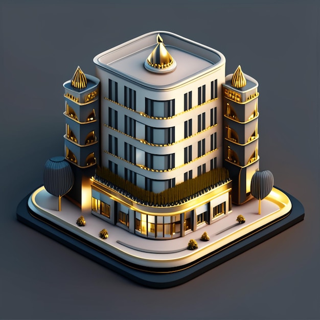 Luxus en modern hotel of huis te koop of 3D huis of schattig cartoon huis