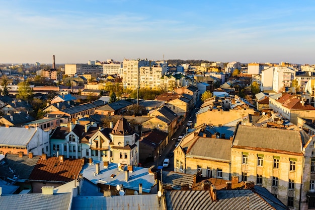 Lviv cityscape. View on city Lviv from the church of Sts. Olha and Elizabeth