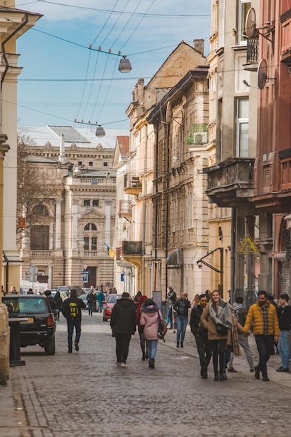 LVIV OEKRANE 28 februari 2019 oud Europees straatbeeld