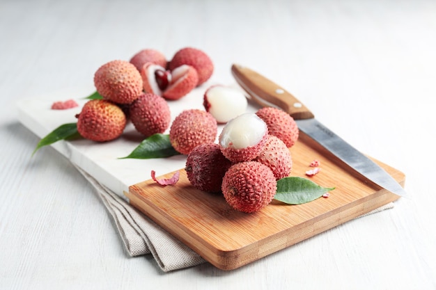 Lychee concept of fresh and ripe exotic food
