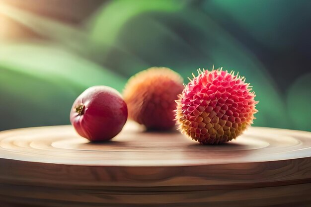 Photo lychee fruit i a table