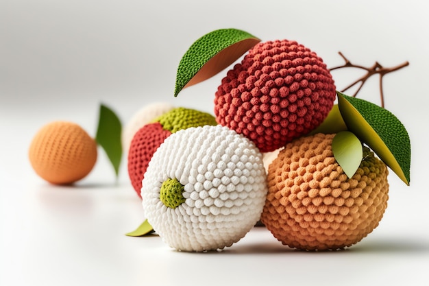 lychee fruit shape crochet art illustration full of color