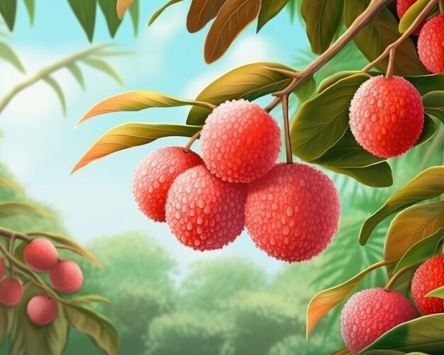 Lychee Fruit with garden background