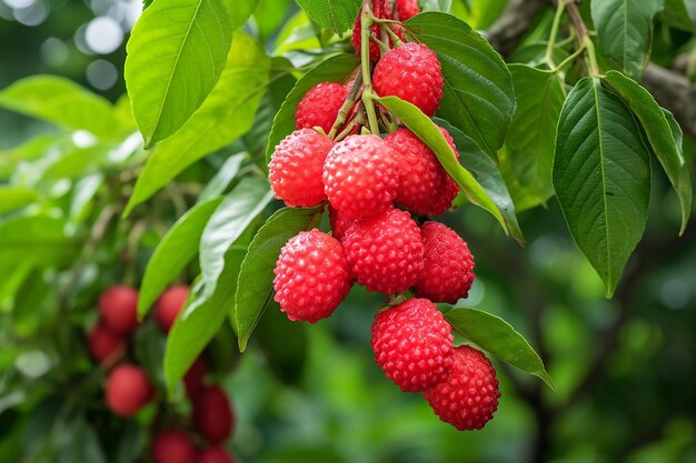 Lychee fruit with a price tag for market concept