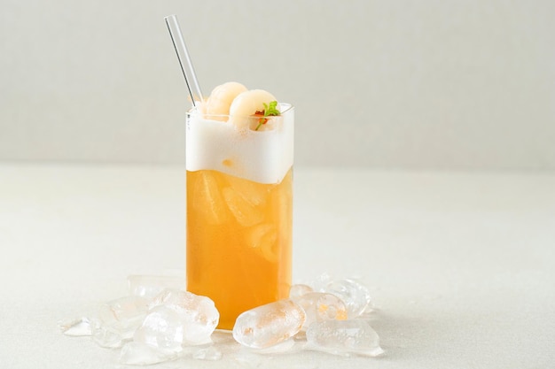 Lychee Iced Tea with Glass Straw