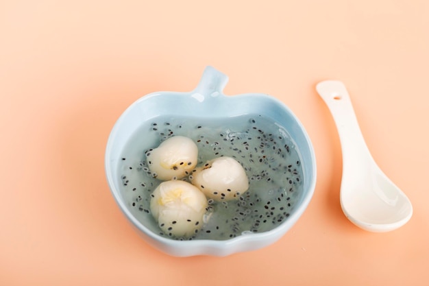 Lychee Jelly Ice with Sweet Basil Seed