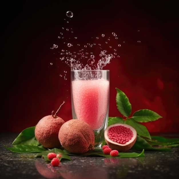 Photo lychee juice with studio background