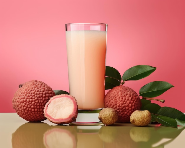 Photo lychee juice with studio background