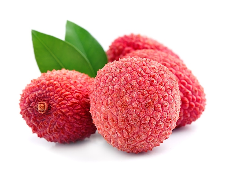 Lychees fruits with leaves
