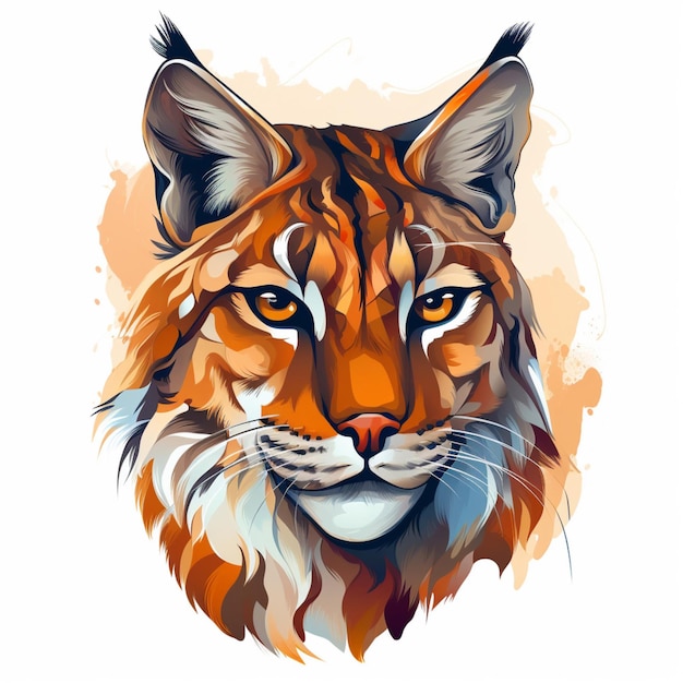 Lynx 2d cartoon vector illustration on white background