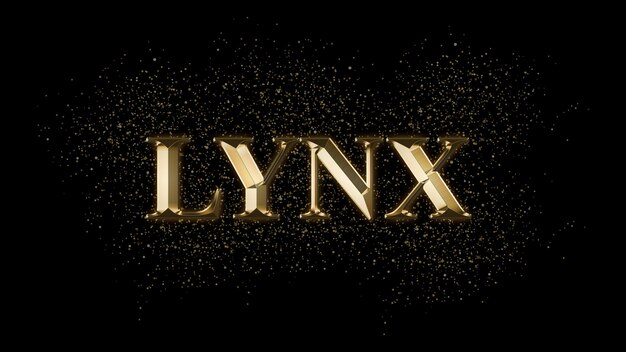 Foto lynx gouden teksteffect gouden tekst met vonken gouden geplateerde tekst effect naam van het dier