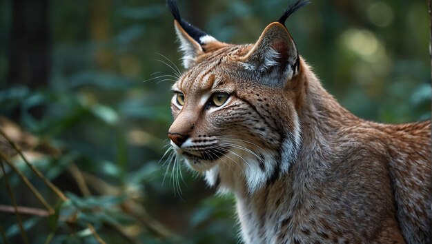 Photo a lynx is looking to the right