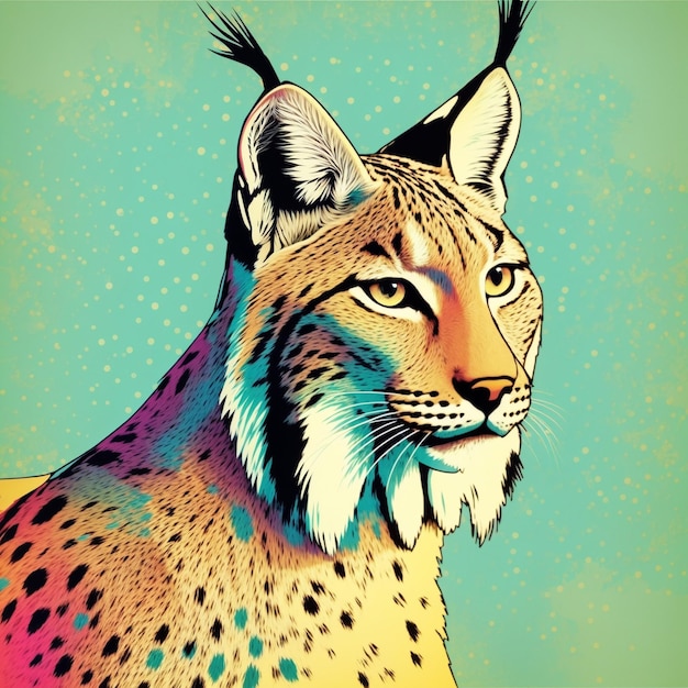 Lynx photo soft background pop art retro