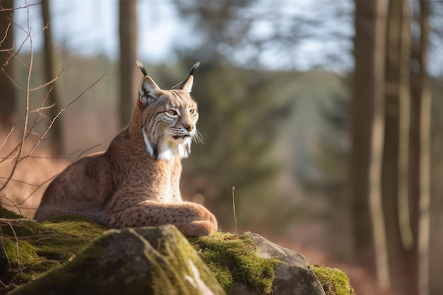 Photo lynx in a saxon switzerland wild park